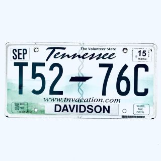 2015 United States Tennessee Davidson County Passenger License Plate T52 76c