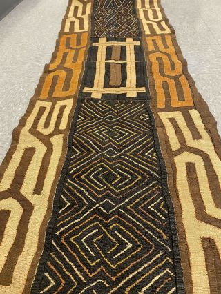 11 Feet African Congo Kuba Raffia Cloth Fabric Natural Woven Handmade