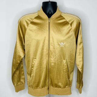 Vintage Adidas Mens Womens Track Jacket Sz Med Gold White Stripes Atp Keyrolan