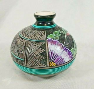 Paul Lansing Handmade Navajo Hummingbird Urn Vase Multicolored Signed and Dated 2