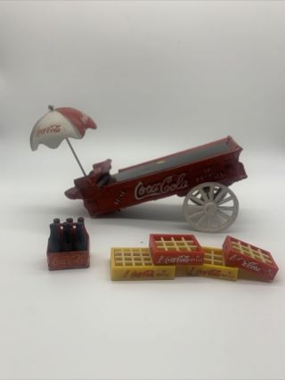 Vintage Coca Cola Cast Iron Wagon Umbrella Cases Bottles Coke