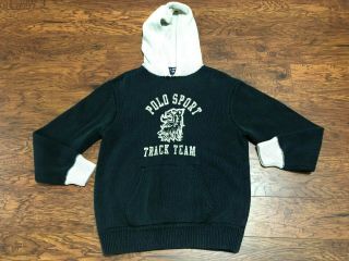 Vintage Ralph Lauren Polo Sport Track Team Tiger Knit Green Hoodie Pullover Sz M