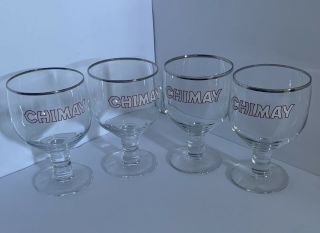 Set Of Four (4) Chimay Beer Glass Chalice Stemmed 16 Oz Durobor Glasses Belgium