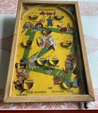 Poosh - M - Up Jr 4 In 1 Table Top Bagatelle Game,  Circa 1950s Northwestern Products