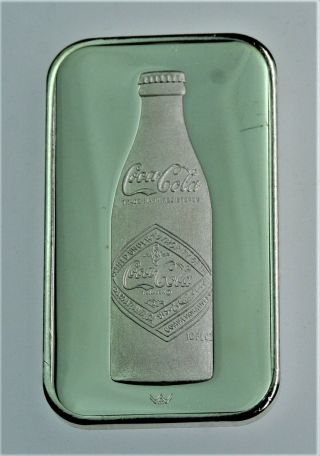 Vintage 1 Oz.  999 Silver Coca Cola 75th Anniversary Nashville Proof Bar In Cap