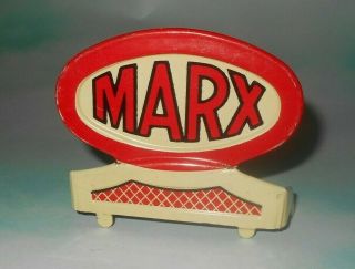 Vintage 1950s Marx Gas Station Play Set Tin Litho Marx Sign For Roof