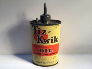 Vintage Tiz Kwik Uncut Lead Oil Can Handy Oiler Gas Rare Shell Gilmore Whiz Fisk