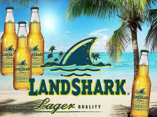 Landshark Lager Beer Bar Pub Drinking Beach Happy Hour Shark Metal Sign 16 " X 12 "