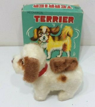 Vintage Mechanical Terrier Dog Wind - Up Toy Alps Japan