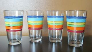 (4) Vintage Mcm Libbey Rainbow/fiesta Pint Glasses