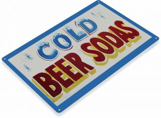 Cold Beer And Sodas Retro Tin Metal Sign