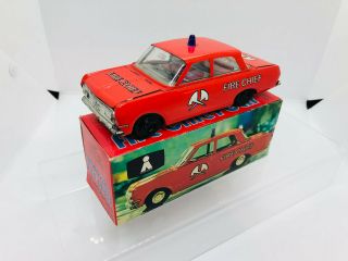Vintage German Veb Plasticart Tinplate Fire Chief Car Boxed
