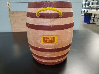 Vtg Rare Thermos Little Brown Keg Barrel Beer Soda Cooler Styrofoam W/ Lid