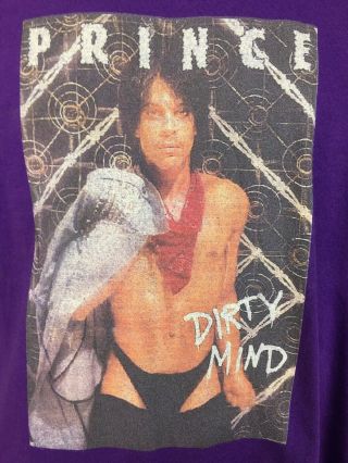Vintage Prince Dirty Mind Album Cover Purple T - Shirt Men 