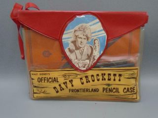 Vintage Old Stock Disney Frontierland Davy Crockett Pencil Case Filled