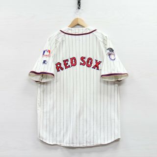 Vintage Boston Red Sox Starter Jersey Size Xl White Pinstripe 90s Mlb Stitched