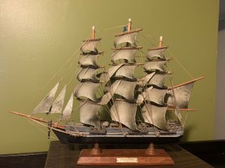 Vintage Flying Cloud 1851 Clipper 15 " Tall Ship Wooden Model 15 " X 20 "
