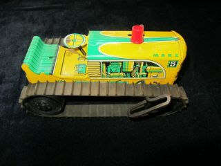 Vintage Marx Wind Up Yellow Green Tin Tractor Toy No.  5.  1950 