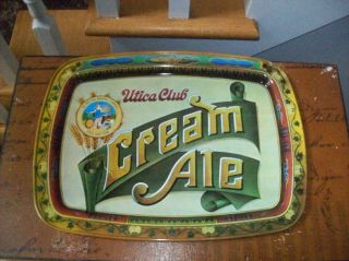Vtg Utica Club Cream Ale West End Brewing Beer Tray Metal 14 3/4 X 11 " Mancave