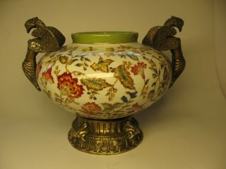 Stunning Wong Lee Wl 1895 Crackled Glaze Porcelain & Bronze Bowl,  Vase.