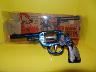 Vintage 1940 Wyandotte Tin Litho Red Ranger Clicker Pistol Pop Gun W/box