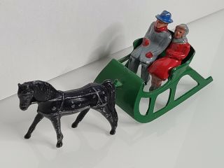 Vintage Barclay Four (4) Piece Set Of Couple In Sleigh W/horse -