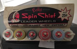 Vintage Berkley Spin Chief Counter Display Leader Wheels American Indian Logo Hf