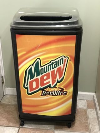 Vintage Mountain Dew Livewire Cooler Nascar Rolling Display 38x21x16 Inches