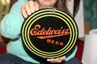 Edelweiss Beer Chicago Al Capone Bar Tavern Gas Oil Porcelain Metal Sign