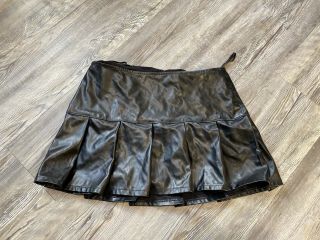 Tripp Nyc Vintage Mini Skirt Black W/faux Leather Goth Punk Small