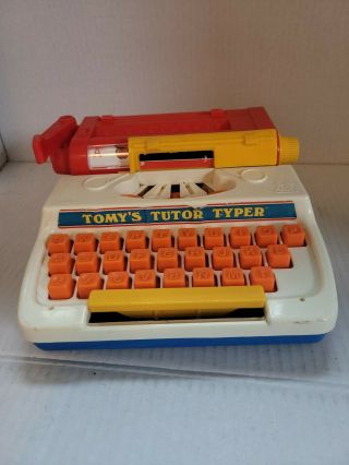 Vintage 1977 Tomy Tomys Tutor Typer Typewriter Plastic Toy Small A24