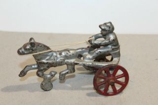 Vintage Cast Iron Sulky With Rider And Horse