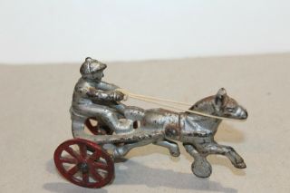 VINTAGE CAST IRON SULKY with RIDER and HORSE 2