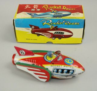 Early Vintage Rocket Racer Tin Friction Toy Mf 735 W/original Box