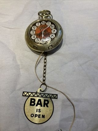 Vintage Spartus " Have Another " Bar Clock.  Bar Is Open/closed.  Runs Backwards