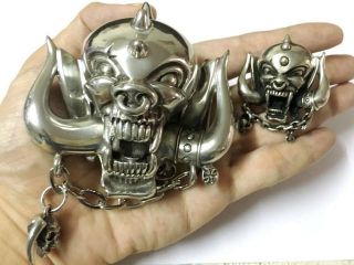 Motorhead Belt Buckle,  Broach 1991 Lemmy Iron Metal Rock Maiden Skull Vtg