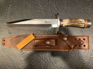 Randall Made Knife Model 12 - 9 Sportsman - Stag - Sheath And Stone