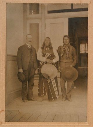 ca1906 NATIVE AMERICAN SHOSHONE INDIAN CHIEF TENDOY & AGENT CABINET CARD PHOTO 2