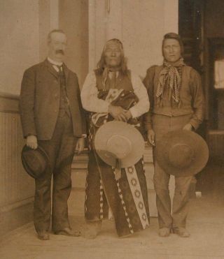 ca1906 NATIVE AMERICAN SHOSHONE INDIAN CHIEF TENDOY & AGENT CABINET CARD PHOTO 3