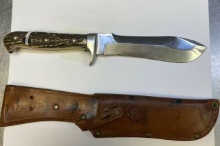 Pre 1964 Puma 6377 White Hunter Knife Stag Handles Sheath