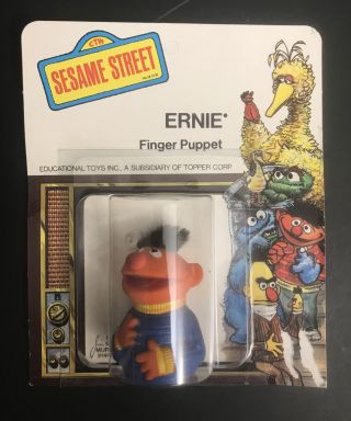 Rare Vintage Sesame Street Ernie 1970s Rubber Finger Puppet In Package