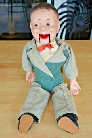 Antique 20” Charlie Mccarthy Composition Ventriloquist Doll Painted Eyes