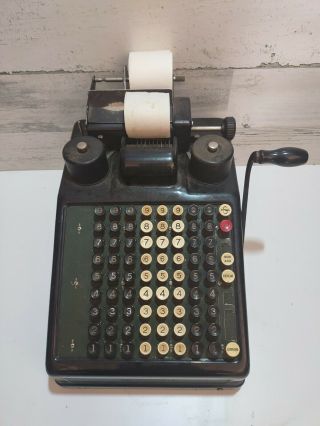 Burroughs Adding Machine Antique Vtg Mechanical Calculator Hand Crank