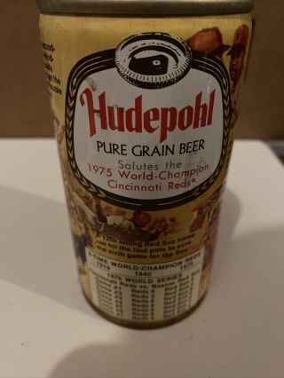 Vintage Hudepohl Pure Grain Beer Can Opened Pull - top (EMPTY) ' 75 Cinci Reds Chp 2