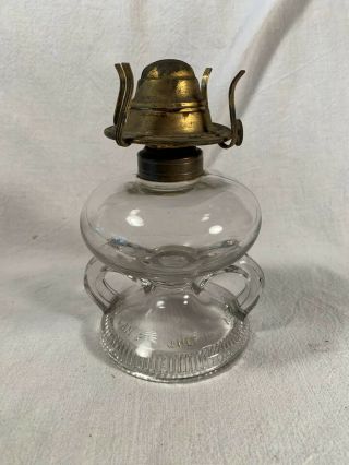 Antique " Ripley " Eapg Pattern Glass Double Finger Oil Lamp P1868
