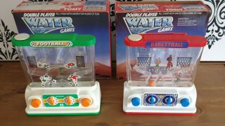 Vintage 1970s Tomy Double Player Water Games Basketball & Football Toy Boxed