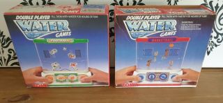 Vintage 1970s TOMY Double Player Water Games Basketball & Football Toy boxed 2