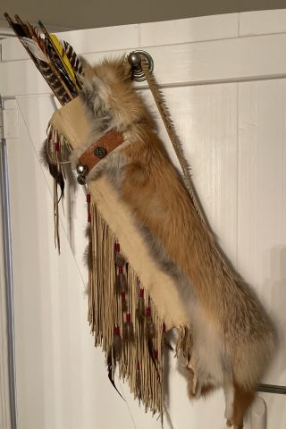 34 " Native American Fox Fur Quiver Bag W Arrows