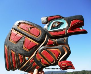 Pacific Northwest First Nations Native Cedar Art Carved Thunderbird,  Gitxsan