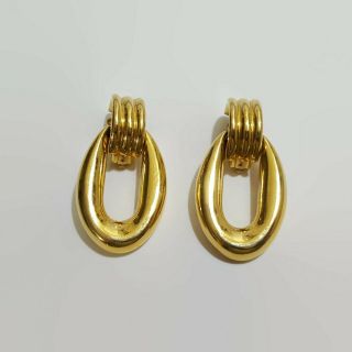 Vintage Givenchy Gold Tone Door Knocker Clip Earrings